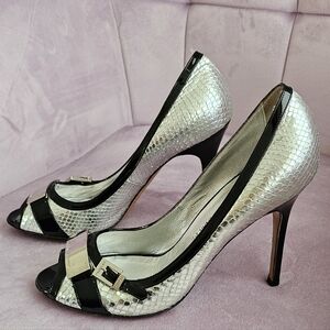 Luciano Padovan Italian Metallic Silver Leather Size 39 Heels